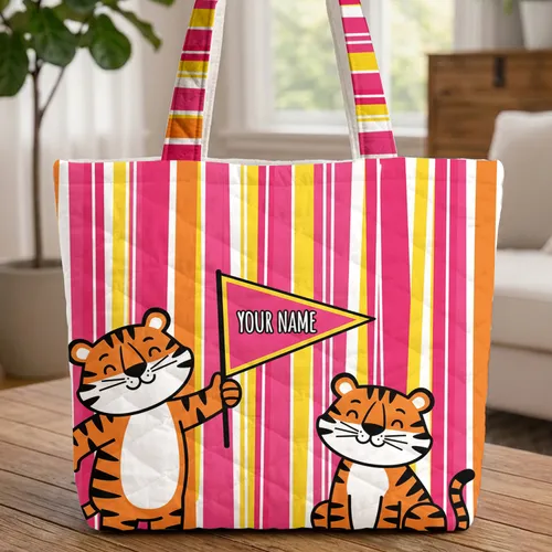 Tiger Triangle Pennant - Wildlife Lover Everyday Carry Gift Quilted Tote Bag