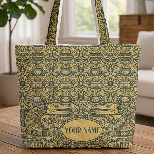 Interlocking Serpent Crocodile Creatures Wildlife Lover Gift Quilted Tote Bag