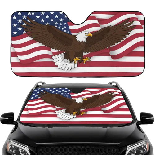 Bald Eagle American Flag Majestic Flight - Independence Day Gift for Proud Americans Car Sunshade