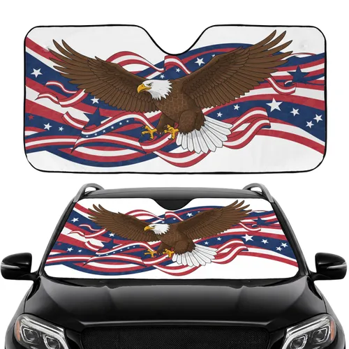 Majestic Bald Eagle American Flag - Independence Day Celebration Gift Car Sunshade