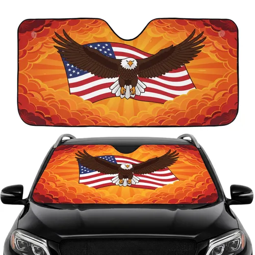 Majestic Bald Eagle American Flag Patriotic Sky - Independence Day Gift for Veterans Car Sunshade