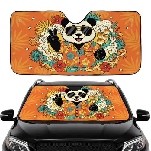 Panda Sunglasses Hawaiian Shirt Marshmallow Peace Sign - Tropical Lifestyle Wildlife Lover Gift Car Sunshade