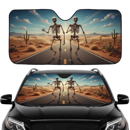 Skeletons Desert Highway Adventure - Road Trip Travel Essentials Gift Car Sunshade