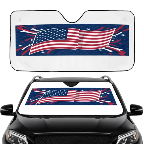 Sweeping American Flag Independence Day Patriotic Decor for Proud Americans Car Sunshade