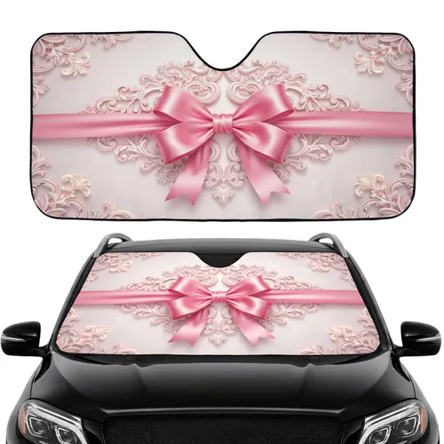 Pink Satin Bow Baroque Rococo Filigree - Home Decor Gift Car Sunshade
