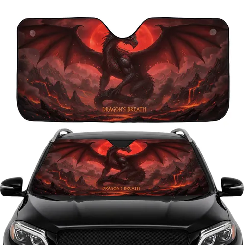 Volcanic Dragon Fiery Planet - Fantasy Lover Gift for Enthusiasts Car Sunshade