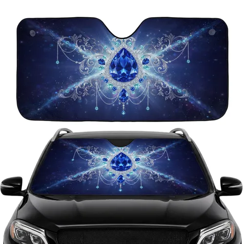 Teardrop Sapphire Gemstone Silver Filigree Baroque - Luxurious Everyday Accessory Car Sunshade