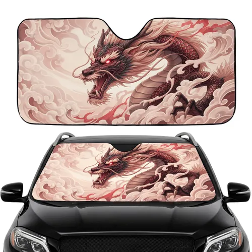 Eastern Dragon Snarling Fangs - Fantasy Mythology Home Decor Gift Car Sunshade