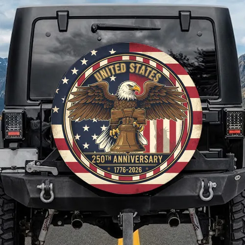 Bald Eagle American Flag 1776-2026 - USA 250th Anniversary Patriotic Gift for Veterans Spare Tire Cover
