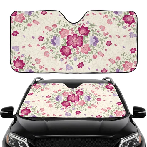 Fuchsia Pink Lavender Floral Foliage - Botanical Lover Home Decor Gift Car Sunshade