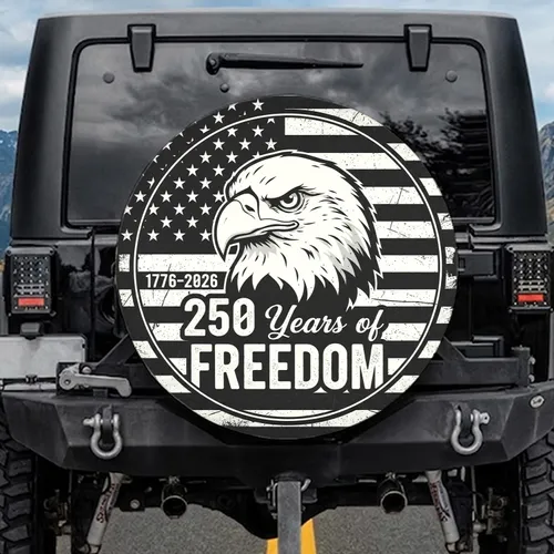Bald Eagle American Flag 1776-2026 - USA 250 Years of FREEDOM Independence Day Spare Tire Cover