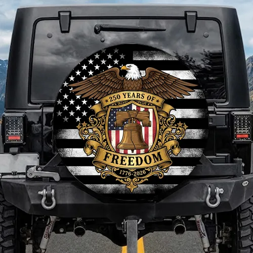 Bald Eagle Liberty Bell American Flag 1776-2026 - USA 250th Anniversary Independence Day Spare Tire Cover