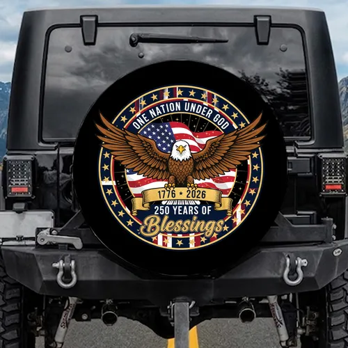 Bald Eagle American Flag 1776-2026 - USA 250th Anniversary Independence Day Gift for Veterans Spare Tire Cover