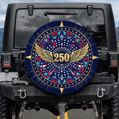 Bald Eagle 250th Anniversary (1776-2026) USA Patriotic Star Emblem - Freedom Day Gift Spare Tire Cover