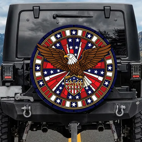 Bald Eagle American Flag 1776-2026 - USA 250th Anniversary Independence Day Gift for Dad Spare Tire Cover