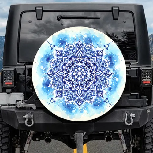 Symmetrical Mandala Floral Paisley - Boho Lifestyle Gift for Yoga Lover Spare Tire Cover