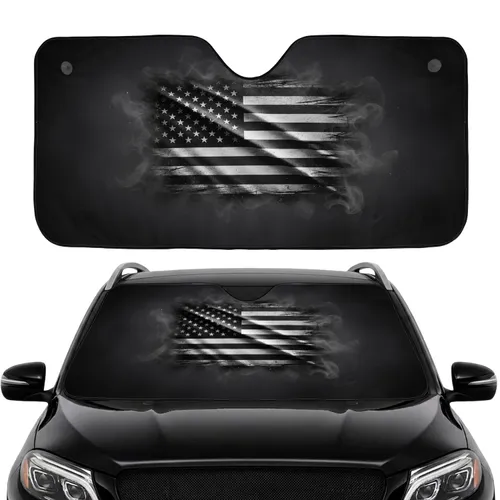 Black White Distressed American Flag - USA Pride Daily Display Gift for Veterans Car Sunshade