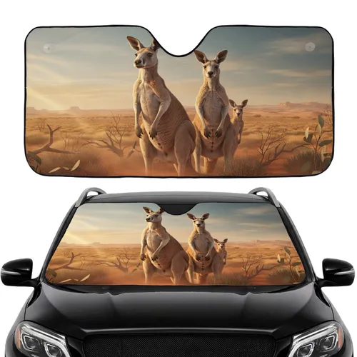 Kangaroo Family Outback Golden Hour Desert Dunes - Australian Wildlife Lover Gift Car Sunshade