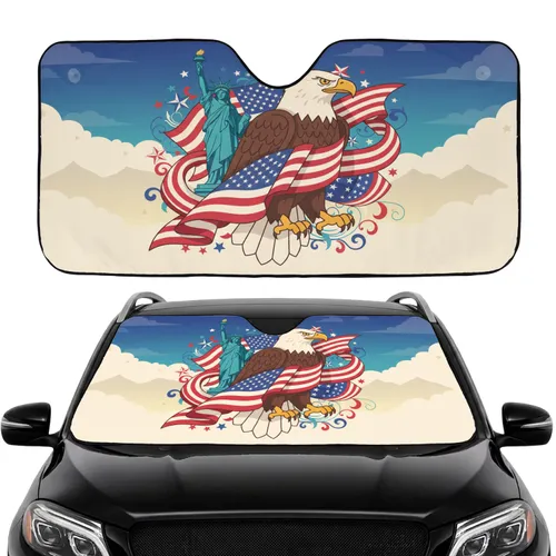 Bald Eagle American Flag Statue of Liberty - American Heritage Gift for Veterans Car Sunshade