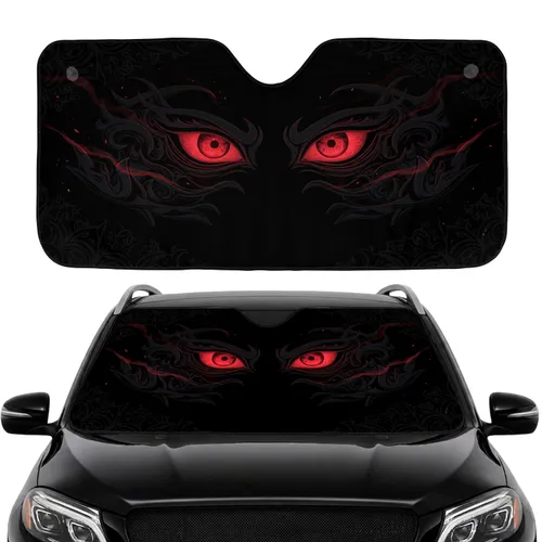 Demonic Eyes Eyelids Swirling Tendrils Obsidian Ancient Glyphs - Horror Fan Gift Car Sunshade