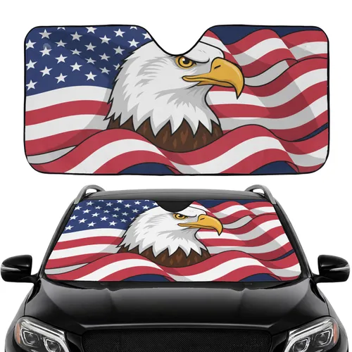 Bald Eagle American Flag - Wildlife Lover Independence Day Gift for Proud Americans Car Sunshade