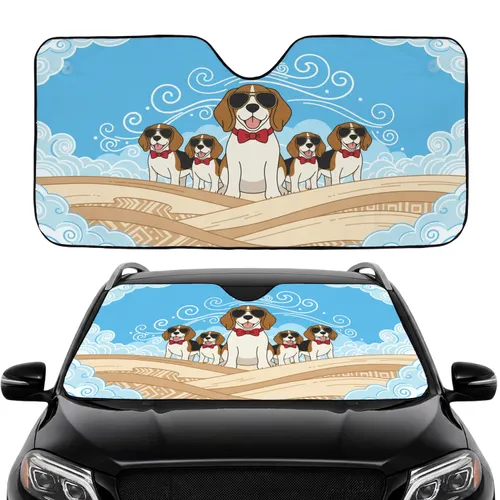 Beagle Dogs Sunglasses Red Bow Ties - Pet Owner Travel Essentials Car Sunshade
