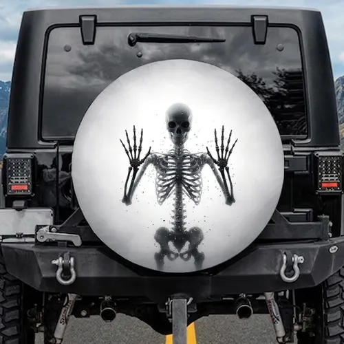 Haunting Skeleton Skull Hands Misty Transparent Surface - Halloween Gothic Home Decor Gift Spare Tire Cover
