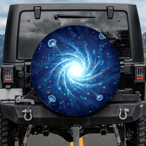 Cosmic Vortex Bioluminescent Flora - Outdoor Adventure Gift for Explorers Spare Tire Cover