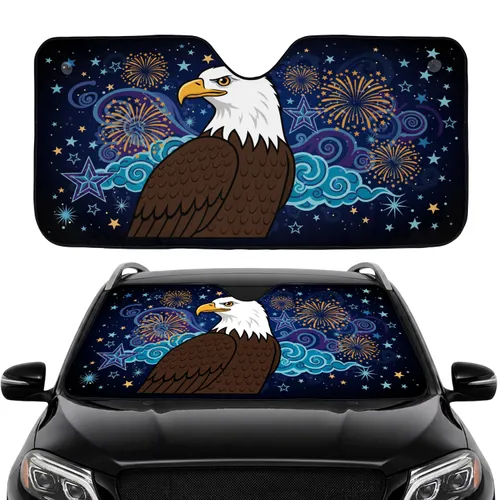 Bald Eagle Fireworks Star Field - Independence Day Celebration for Veterans Car Sunshade
