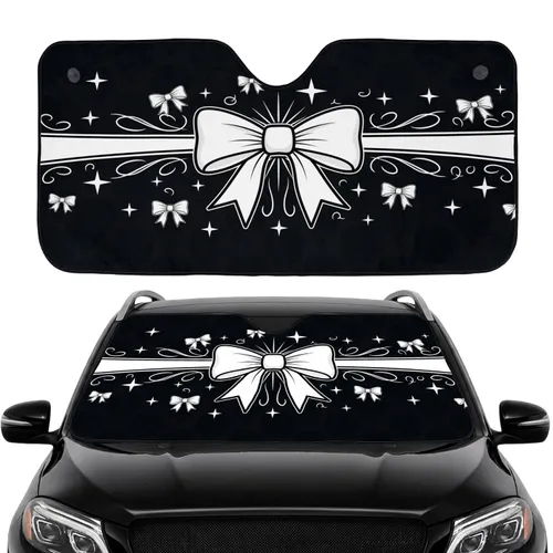 White Satin Bow Starburst - Everyday Auto Accessory Car Sunshade