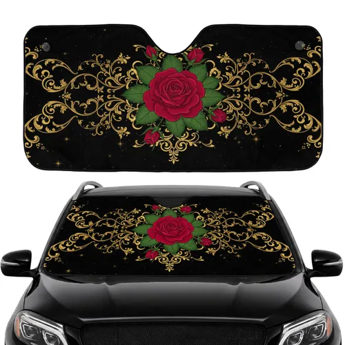 Rose Foliage Filigree Scrollwork - Rose Lover Gift Car Sunshade