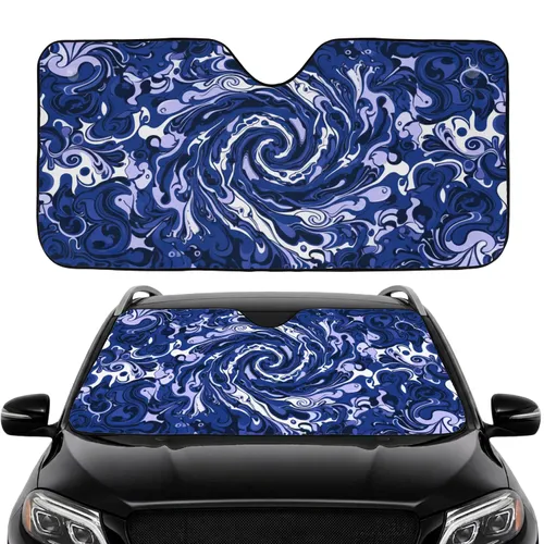 Liquid Marble Organic Swirls Interwoven Currents Dynamic Curves Fluid - Home Decor Gift Car Sunshade