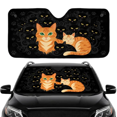 Orange Tabby Emerald Eyes Sleepy Cat Shadow Paw Print Cats - Feline Lover Home Decor Gift Car Sunshade