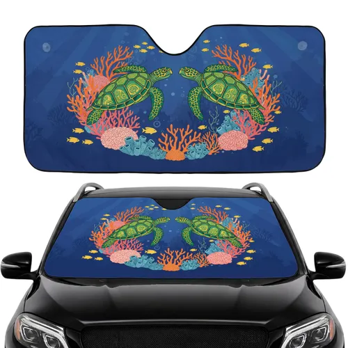 Sea Turtles Coral Reef Tropical Fish - Marine Life Ocean Decor Gift Car Sunshade
