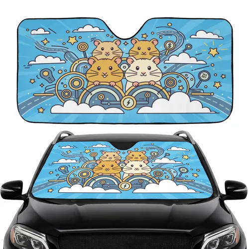 Hamsters Road Trip Driving Panels - Travel Essentials for Hamster Lover Car Sunshade