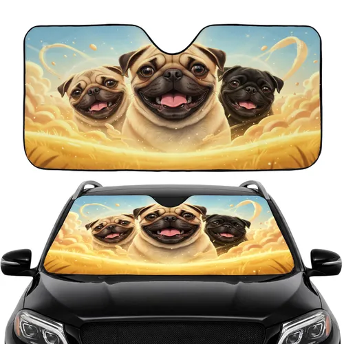 Pugs Cloud Sky - Dog Lover Gift for Pug Lover Car Sunshade