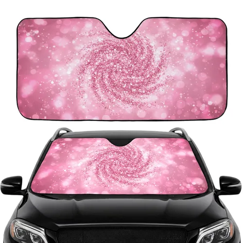 Vibrant Fuchsia Rose Pink Glitter Sparkling Light - Everyday Vehicle Accessory Car Sunshade