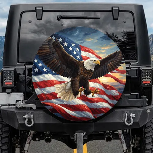 Bald Eagle American Flag - American Pride Gift for Veterans Spare Tire Cover