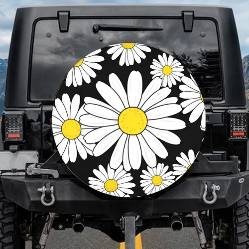 Daisy Blossom Continuous Dense Floral - Everyday Home Decor Gift Spare Tire Cover