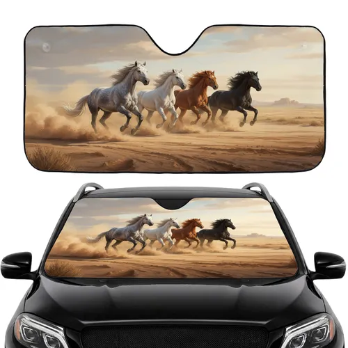 Powerful Wild Horses Galloping Desert - Wildlife Lover Gift Car Sunshade