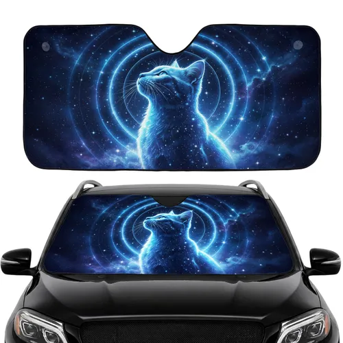 Cosmic Cat Starlight Aura - Space Lover Gift for Cat Lover Car Sunshade