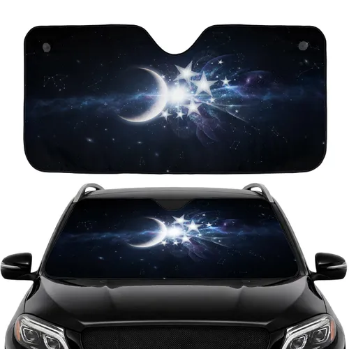 Crescent Moon Star Cluster Cosmic Nebula - Space Lover Gift Car Sunshade