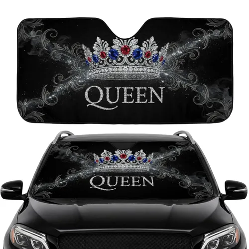 Jewel-Encrusted Crown Queen Diamond Silver Filigree Smoke Tendrils - Royal Lifestyle Gift Car Sunshade