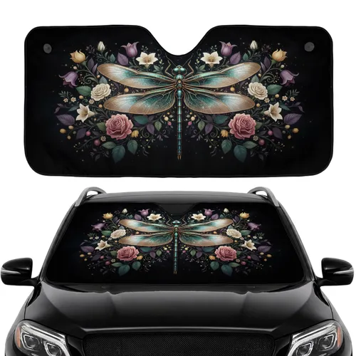 Luminous Dragonfly Botanical Dark Sky - Home Accent Gift Car Sunshade