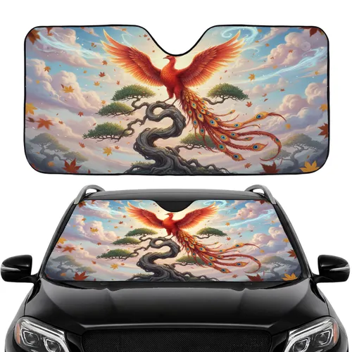 Phoenix Bonsai Pine Tree Celestial Sky - Myth & Majesty Home Decor Gift Car Sunshade