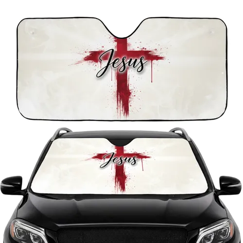 Christian Cross Jesus Word - Spiritual Devotion Christian Lifestyle Gift for Believers Car Sunshade