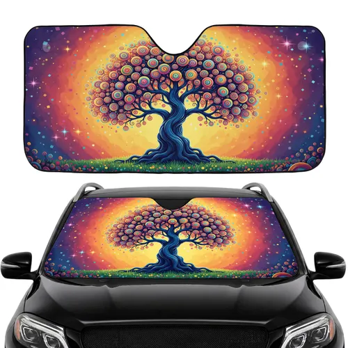 Tree of Life Lollipop Leaves Glowing Stars Luminous Sky Confetti Shapes - Home Decor Gift Car Sunshade