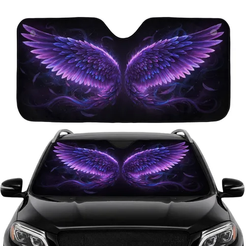 Ethereal Purple Wings Dark Cosmic Energy - Mystical Decor Gift Car Sunshade