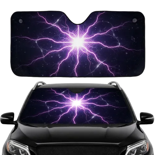 Luminous Electric Purple Magenta Lightning Bolts - Everyday Auto Accessory Gift Car Sunshade