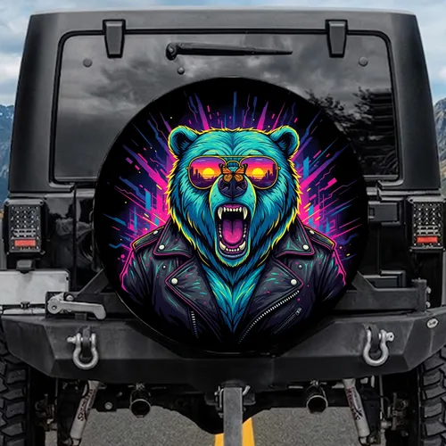 Neon Roaring Bear Aviator Sunglasses - Biker Wildlife Lover Gift Spare Tire Cover